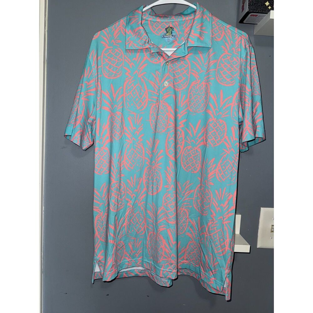Men's Chubbies Pineapple Print Performance Polo | Size Small | Tropical Stretch